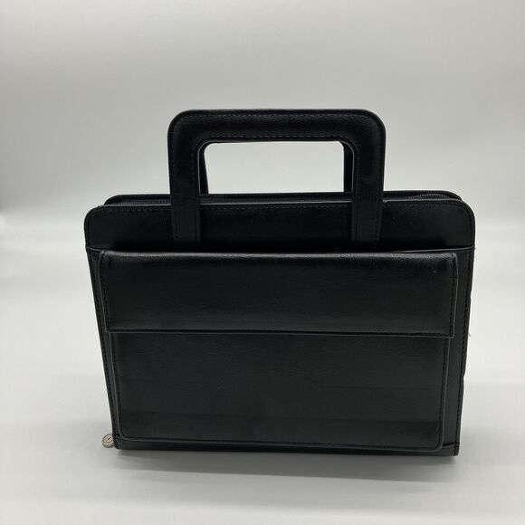 Franklin Covey Black 365 Zip Organizer w/Handles 7-Ring Non-Dated Pages Complete - Picture 1 of 16